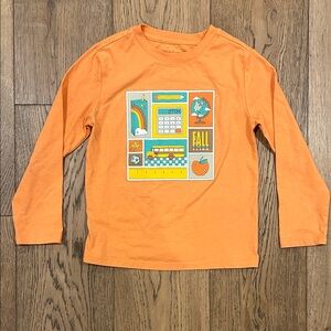 Vibrant Orange Kids Long Sleeve Tee with Fun Graphic